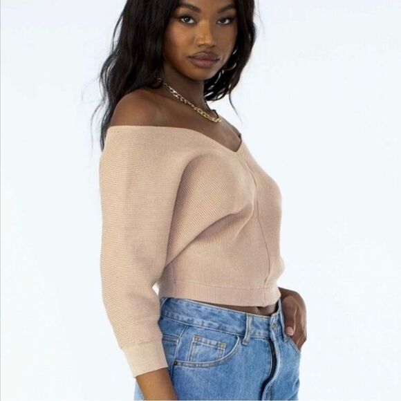 NWT Princess Polly Love More Knit Sweater Beige Tan Size S/M - Picture 3 of 6